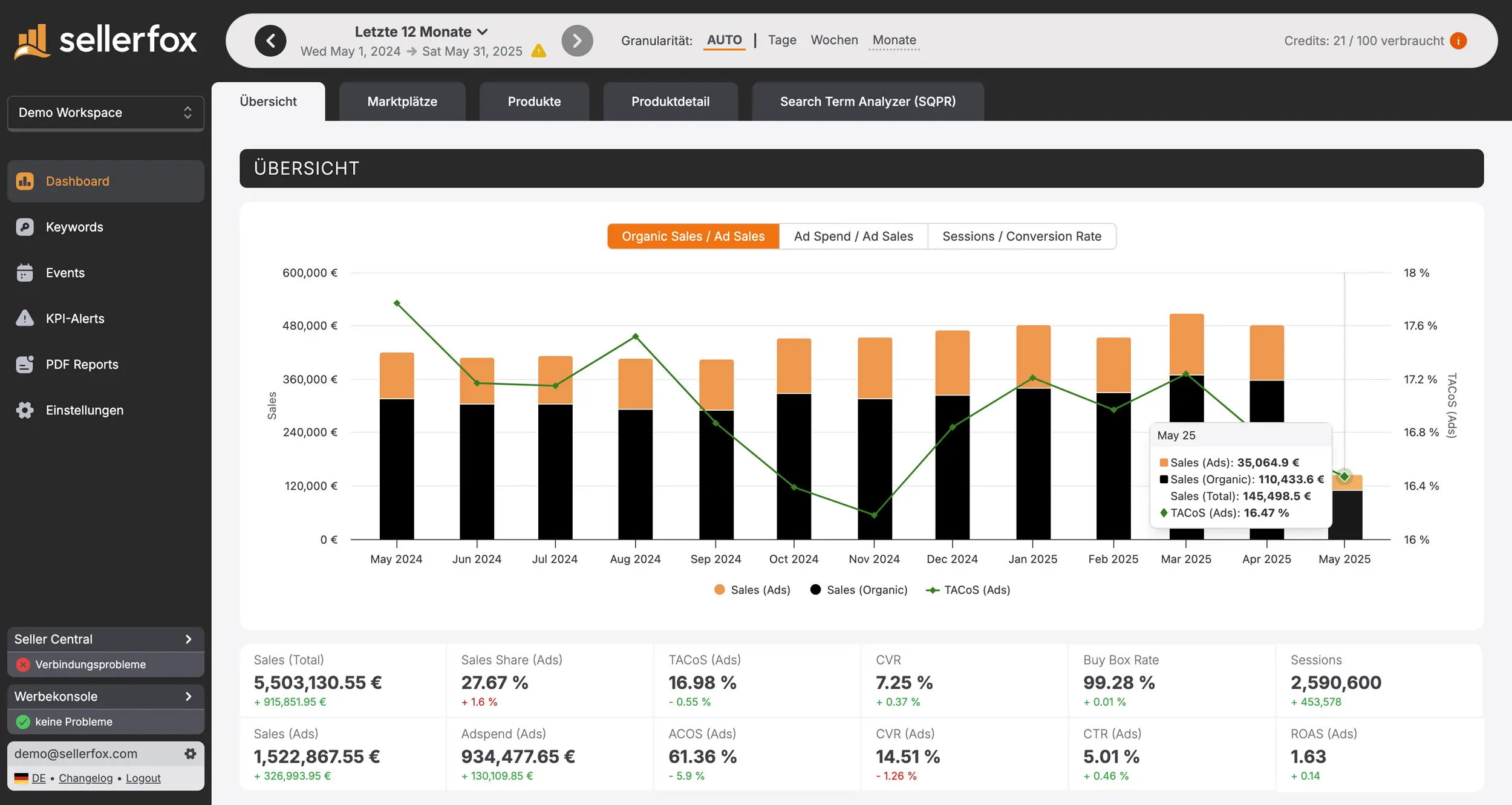 sellerfox dashboard screenshot